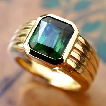 Manufacturer of 916 fancy mens green stone solitaire gold ring-msr35 |  Jewelxy - 133893