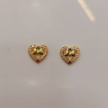 Gold Heart Shape  Earring by D.M. Jewellers