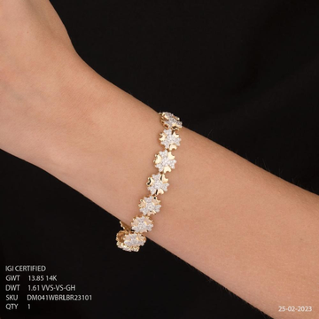 14K Rose Gold Delicate Diamond Bracelet For Women