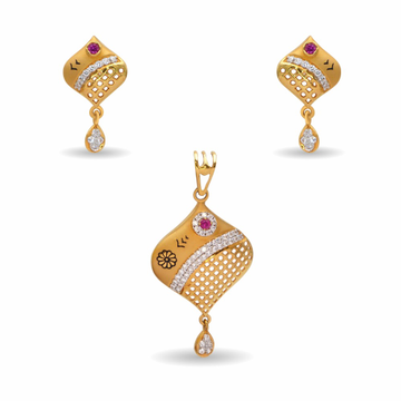 22k Gold Fancy Pendant Set With Hanging