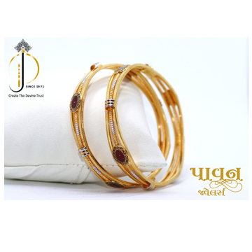 22KT / 916 Gold fancy red meenakari Bangles For La... by 