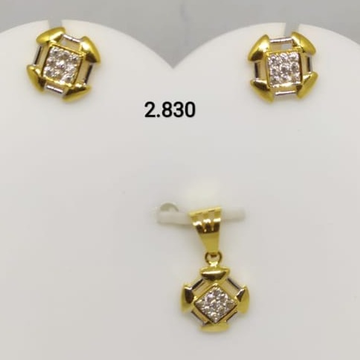 916 Gold Cz Pendant Set by 