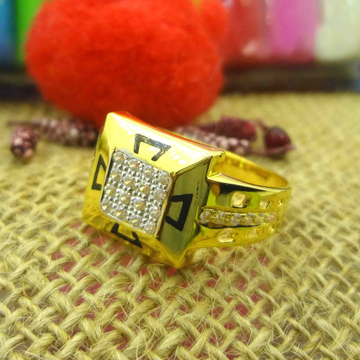 916 gold cz diamond square shape gents ring