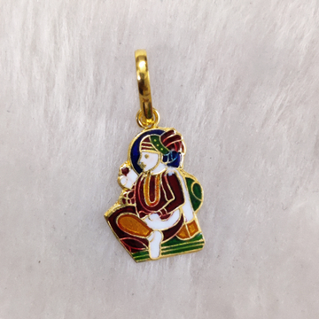 916 gold swaminarayan bhagavan minakari pendant