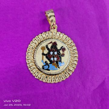 916 Gold Meena Mahakali Maa Pendant by Saurabh Aricutting