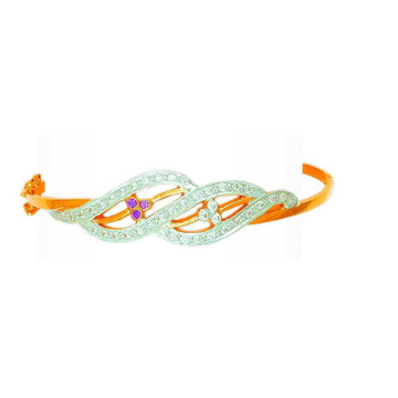 916 Gold Flower Design CZ Ladies Bracelet by 