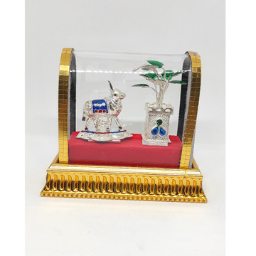 Silver Cow & Tulsi pot by Rajasthan Jewellers Private Limited
