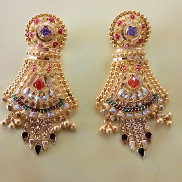 Gold Meenakari Traditional Earrings by Samanta Alok Nepal