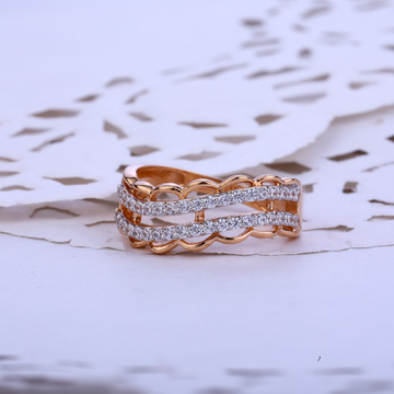 Ladies Rose Gold Designer Cz Ring-RLR55