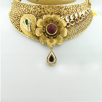 916 Gold Antique Bridal Necklace Set RHJ-3308