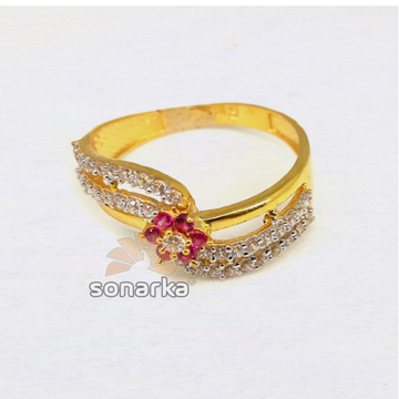 916 Gold Hallmarked Royal Pink Stone CZ Ladies Rin... by 