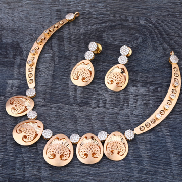 750 Rose Gold CZ Delicate Ladies Necklace set RN32...