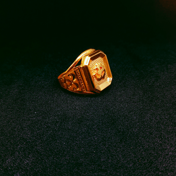 916 Gold Square in om design ring by Ghunghru Jewellers