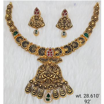 916 Gold Antique Oxidised Necklace Set by Panna Jewellers