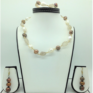 Freshwater multicolour pearls and white semi set in wire mesh jpp1088
