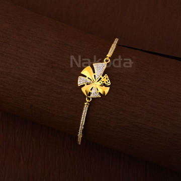 750 Gold CZ Hallmark Fancy Ladies Kada Bracelet LK...