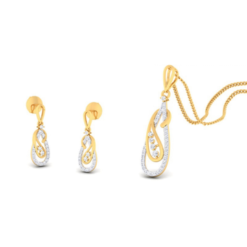 22k gold cz curvy pendant set by 