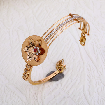 750 CZ Rose Gold Fancy Women's Kada  Bracelet RLKB...