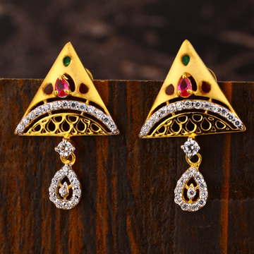22CT Gold CZ delicate Diamond Earring LFE396