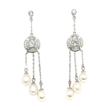925 Sterling Silver Three Line Pearl Earring MGA -...