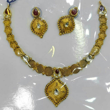 22KT/916 Antique Gold Vertical Necklace Set