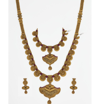 916 Gold Long Bridal Necklace Set SJ-4569 by 