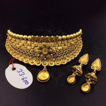 22K(916)Gold Ladies Antique Oxidised Choker Set by Sneh Ornaments