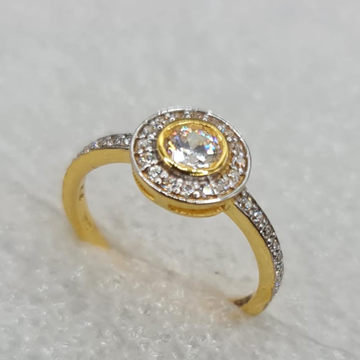 916 gold cz round shape ring by Sangam Jewellers