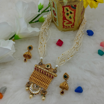 916 hallmark gold long KHAKHO MOTI JESALMERI neckl... by Ranka Jewellers