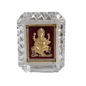 Shree Ganesha Crystal Frame In 24K Gold Leaf MGA -...