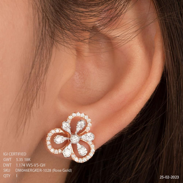 18K Rose Gold Royal Diamond Earring