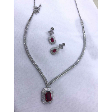 92.5 Sterling Silver Colourfull Dimond Necklace Se... by 
