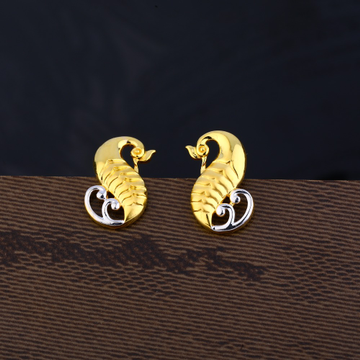 Ladies 916 Gold Designer Plain Earring -LPE118