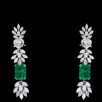 Diamonds and Emeralds Ear Hangings JSJ0028