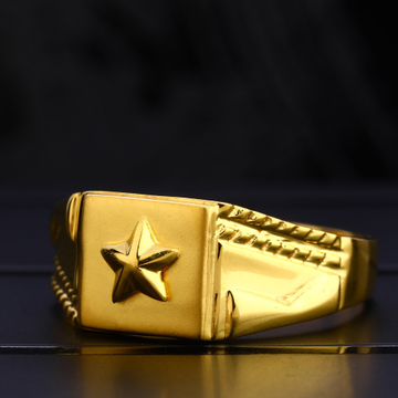22Ct Men's Plain Star Symbol  Gold  Ring MPR133