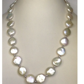 Freshwater white dot baroque pearls mala JPM0126
