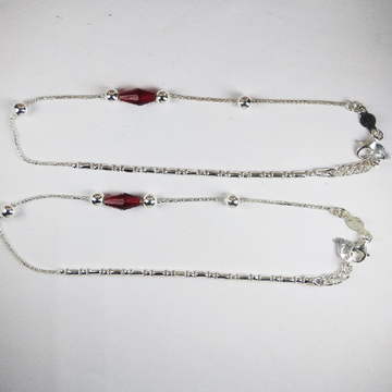 925 Silver Payal With Brown Stone In Middle