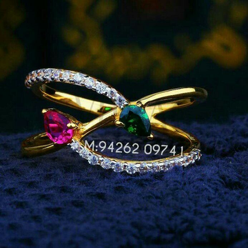 Color Stone Gold Cz Ladies Ring LRG -0324