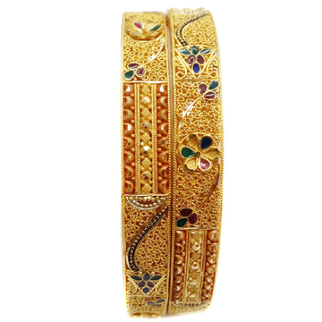 22k Gold multiple Meenakari flower shape Bangles M...