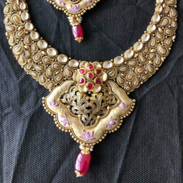22k gold leave shape design necklace set
