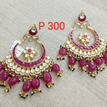 Chand Bali With Pink Beads