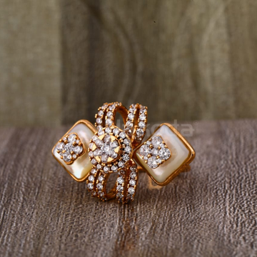 750 Rose Gold CZ Hallmark Designer Ladies Ring RLR...