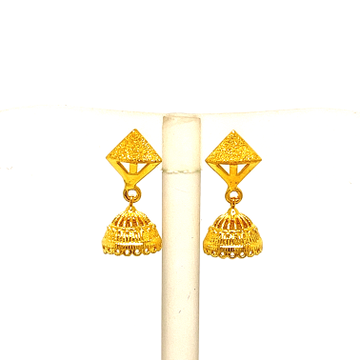 22k Yellow Gold Traditional Jhumki  Plain Earrings by 
