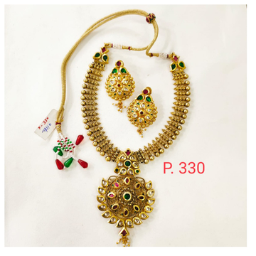 Antique Gold plated Bead & kundan Design Necklace...
