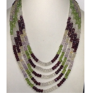 Natural multicolour semi precious round beeds necklace JSS0090