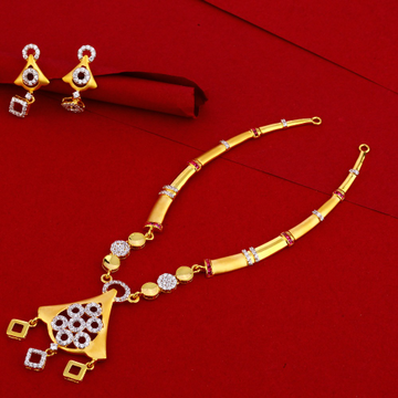 916 CZ Ladies Delicate Gold Necklace Set LN107