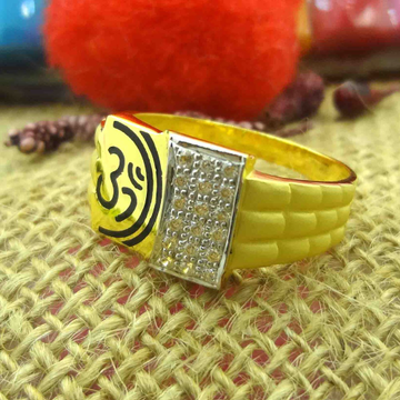 916 gold cz diamond adorable om design gents ring