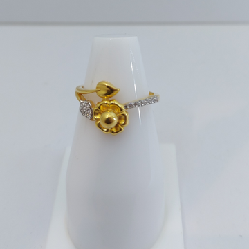 916 Gold CZ Flower Design Ring by 