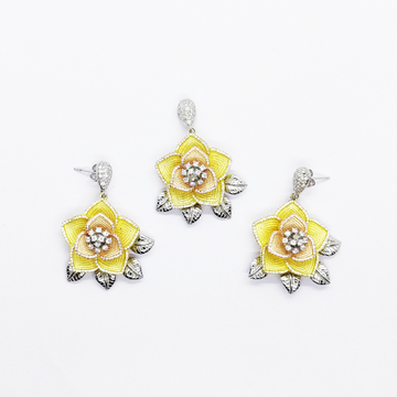 925 sterling silver yellow flower  pendant set by Veer Jewels