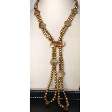Freshwater brown potato  pearls 2 layers necklace JPM0133